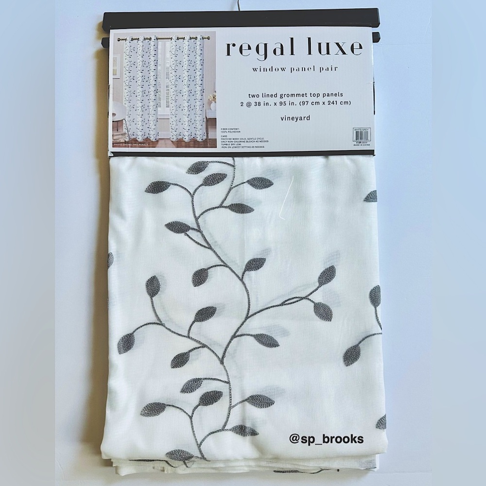 🎁2PC Window Curtains - Regal Luxe -Lined Grommet Top -38” x 95”- Vinyard